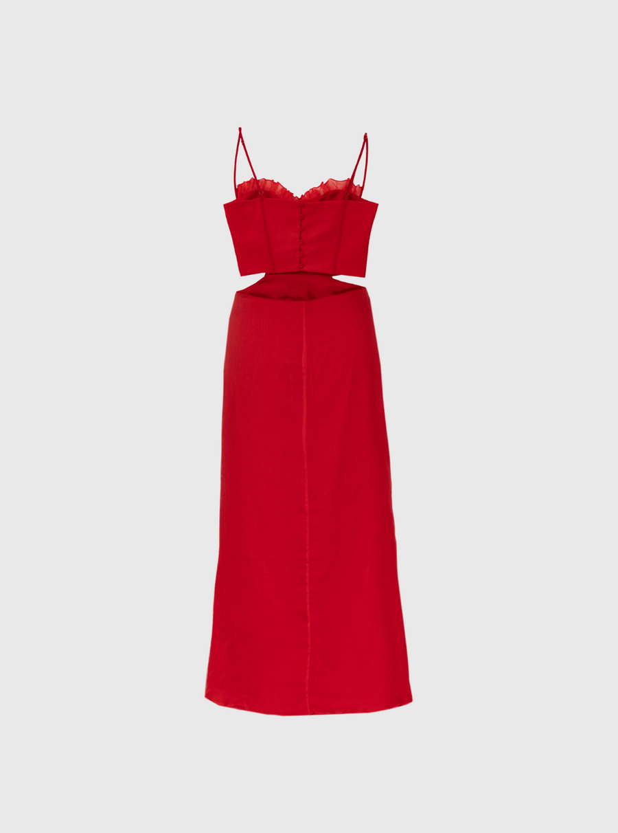 Bright Red Midi Dress