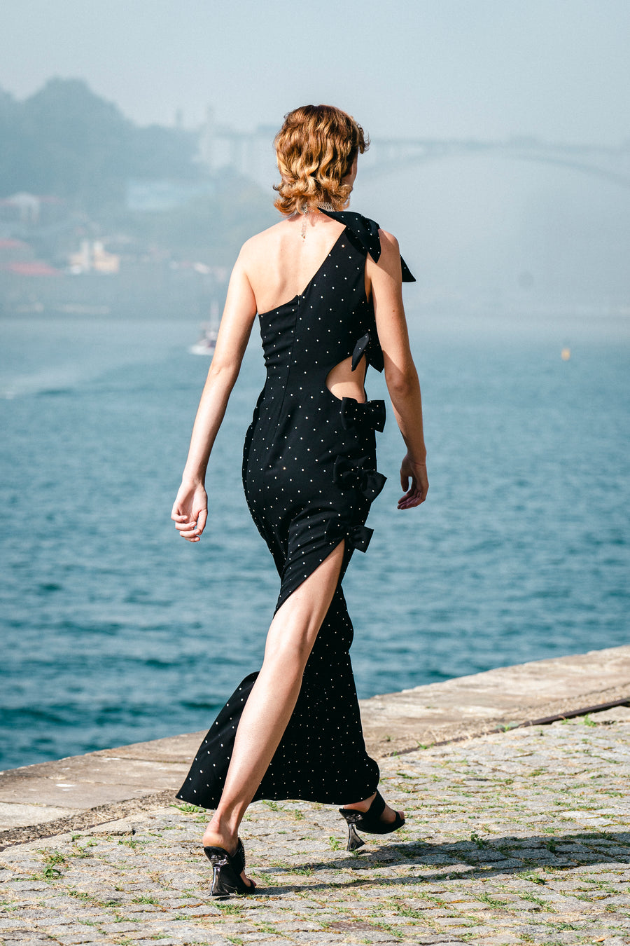 Black Crepe with Strass Dress