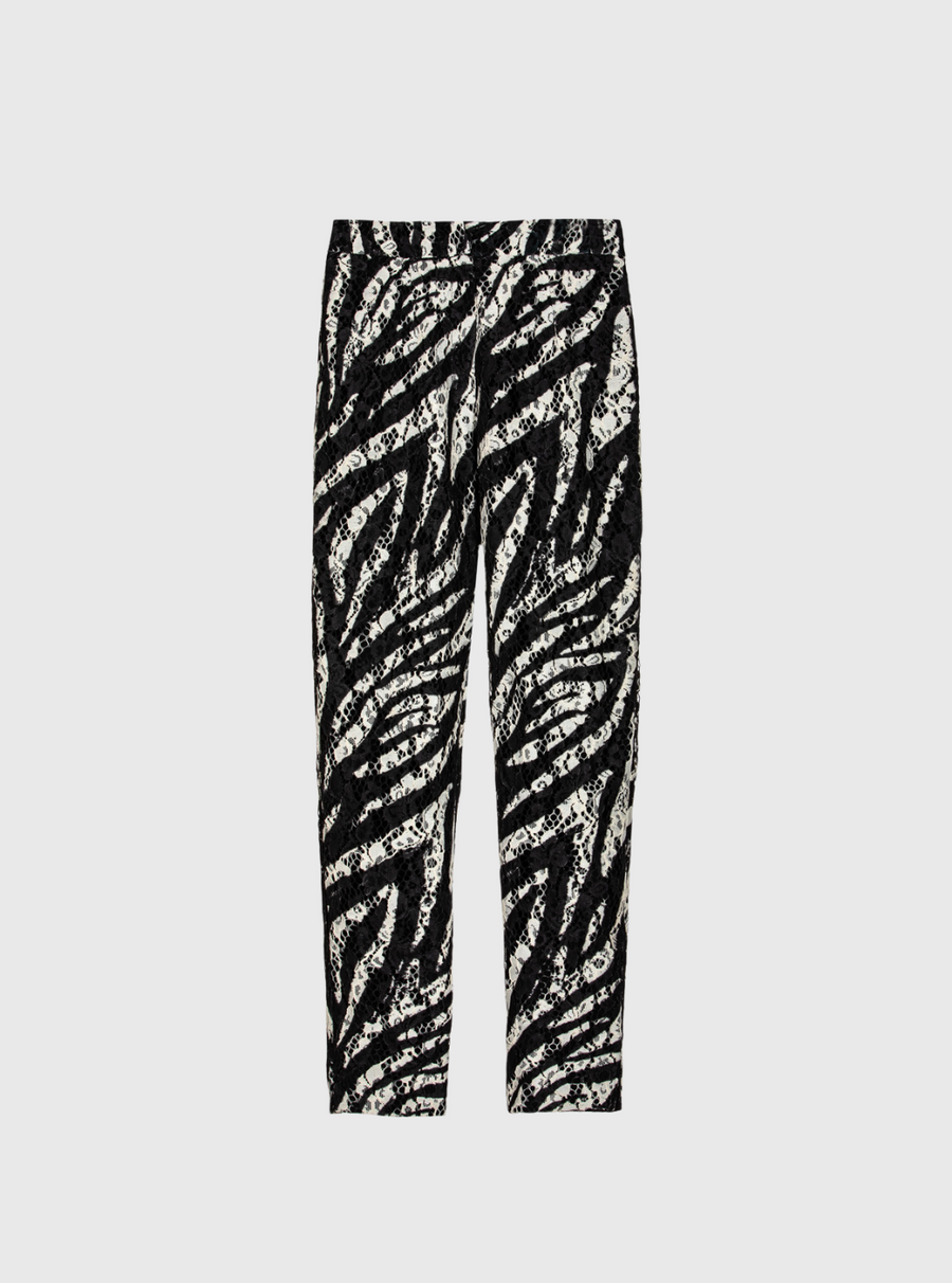 Zebra Print Lace Tailored Trousers
